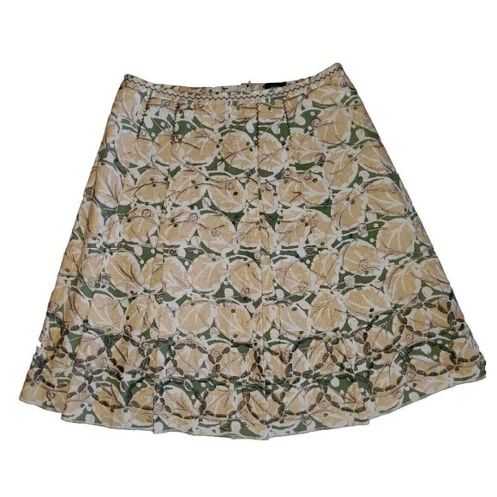 SIGNATURE SAKS FIFTH AVENUE Skirt Linen Blend Foliage Pleated‎ Women's Size 4